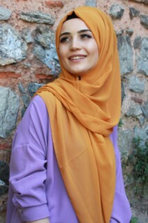 Plain Chiffon Shawl Mustard Yellow - 100285454 - 