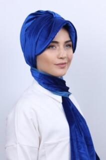 Velvet Shawl Hat Bonnet Sax - 100283134 - 
