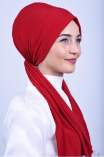 Shirred Tie Bonnet Red