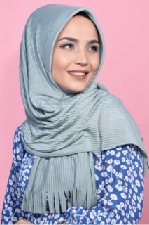 Pleated Hijab Shawl Water Green - 100282915 - 