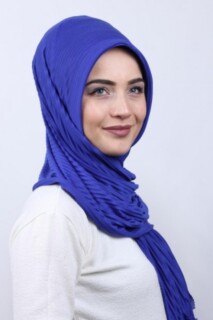 Pleated Hijab Shawl Sax