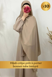 Hijab crêpe prêt à porter bonnet tube intégré - En box 5 pièces
