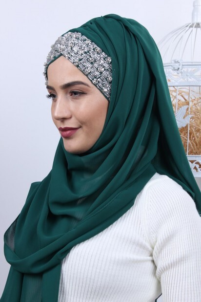 Stone Design Bonnet Châle Vert Émeraude - 