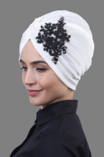 Velvet Guipure Vera Bonnet White-Black - 100283054 - 