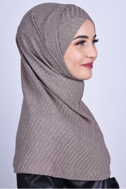 Cross Bonnet Knitwear Hijab Mink