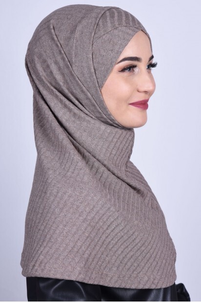 Cross Bonnet Knitwear Hijab Mink - 100285232 - 