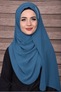 Elegant Stone Shawl - Elégant Châle Pierre Bleu Pétrole - Hijab