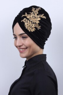 Velours Guipure Vera Bone Noir-Or - 