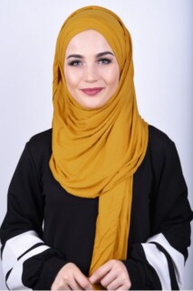 Combed Cotton 3-Striped Shawl Mustard Yellow - 100285208 - 