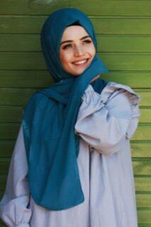 Plain Chiffon Shawl Petrol Blue - 100285460 - 