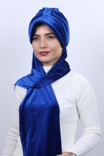 Ready Hijab - Velvet Shawl Hat Bonnet Sax - 100283134 - Hijab