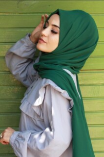 Plain Chiffon Shawl Emerald - 100285470 - 