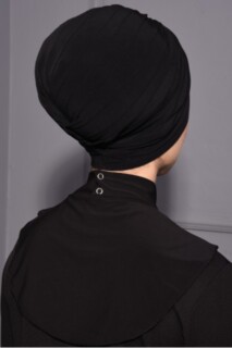 Snap Fastener Hijab Collar Black