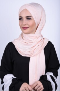 Combed Cotton 3-Striped Shawl Light Salmon - 100285199 - 