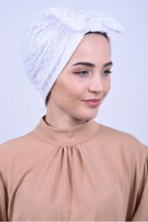 بونيه بفيونكة دانتيل أبيض - 