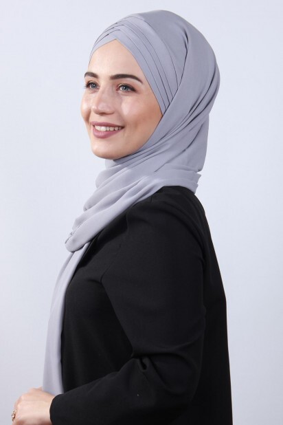 4 Draped Hijab Shawl Gray - 100285078 - 
