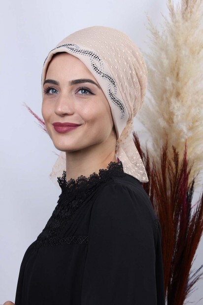 Tulle Polka Dot Leaf Bonnet Beige - 100285038 - 