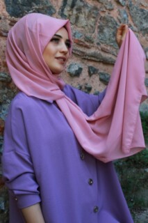 Plain Chiffon Shawl Powder Pink - 100285461 - 