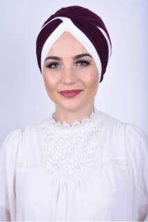 Knot style - Two Color Vera Bonnet Plum - 100285666 - Hijab