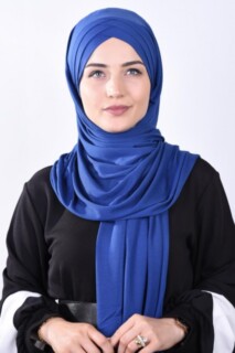 Hijabs Cross Style - Combed Cotton 3-Striped Shawl Sax Blue - 100285217 - Hijab