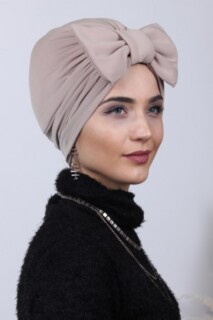 Papyon Model Style - بونيه اتجاهين بيج مع فيونكة ممتلئة - Hijab