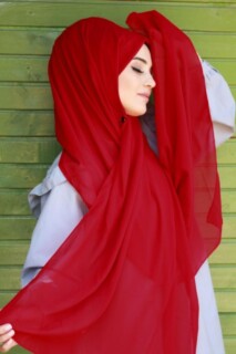 Plain Chiffon Shawl Red - 100285456 - 