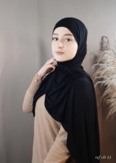 Cotton Shawl - جيرسي بريميوم - أونيكس - Hijab