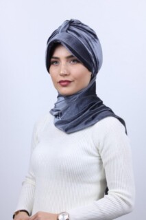 Velvet Shawl Hat Bonnet Anthracite - 100283145 - 