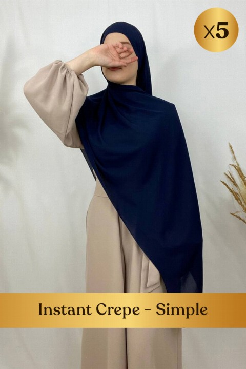 Promotions Box - Hijab crêpe prêt à nouer, bandeau droit intégré - en box 5 pièces - Hijab
