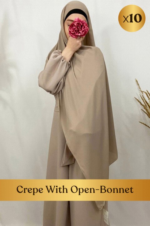 Hijab crêpe prêt à porter bonnet tube intégré  - en box 10 pièces - 
