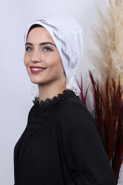 Tulle Polka Dot Leaf Bonnet White - 100285040 - 