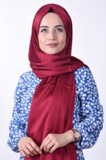 Dubai Silk Shawl - شال حرير دبي ، أحمر كلاريت - Hijab
