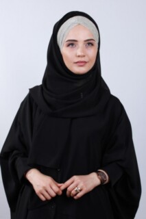Ready Hijab - Silvery 3-Stripes Cross Shawl Black Gold - 100285580 - Hijab