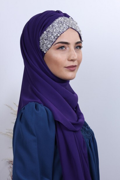 Stone Design Bonnet Châle Violet - 