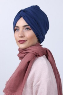 Double Side Bonnet - Bidirectional Rose Knot Bone Indigo - 100284865 - Hijab