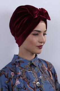 Velours Noeud Os Rouge Bordeaux - 