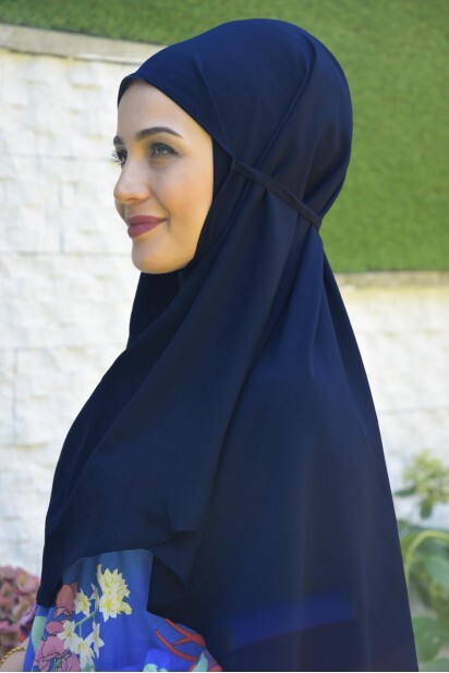 Nouveau Cravate Hijab Bleu Marine - Hijab