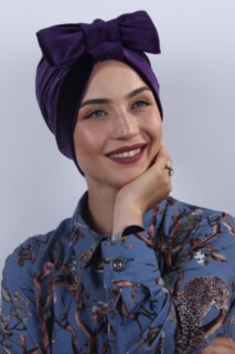 Velvet Bow Bonnet Purple - 100283033 - 