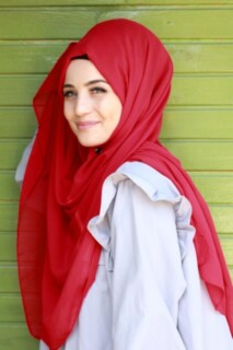 Plain Chiffon Shawl Red - 100285456 - 