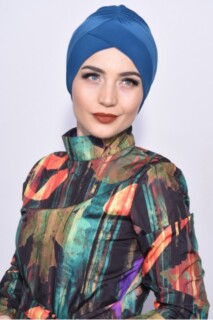 Cross Style - Bonnet De Piscine Bleu Pétrole - Hijab