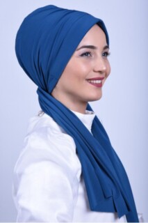 قبعة مزينة برباط أزرق بترولي - 