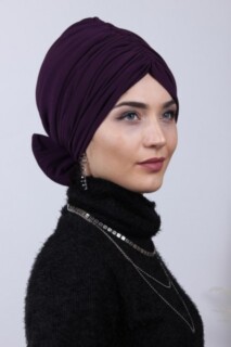 Two-Way Bonnet Purple With Filled Bow