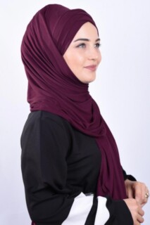 Combed 3-Stripes Ready Made Shawl Plum - 100285214 - 