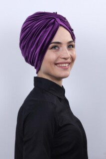 Velvet Guipure Vera Bonnet Purple
