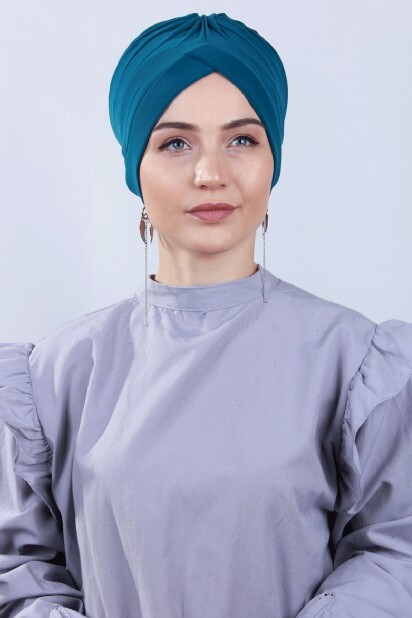 Double Side Bonnet - Bonnet Double Face Nevrulu Bleu Pétrole - Hijab