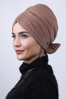 Two Way Bonnet Tan With Filled Bow