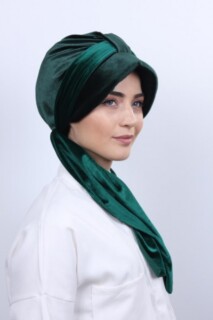 Velvet Shawl Hat Bonnet Emerald Green - 100283131 - 