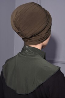 Snap Fastener Hijab Collar Khaki Green
