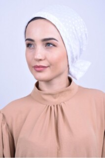 بونيه بفيونكة دانتيل أبيض - 