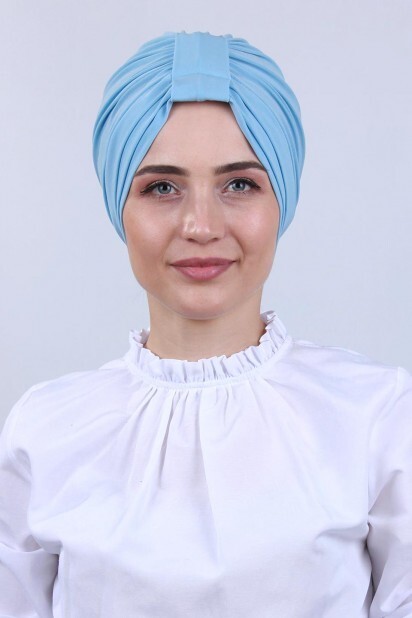 Bonnet Double Face 3 Bandes Bleu Bébé - 